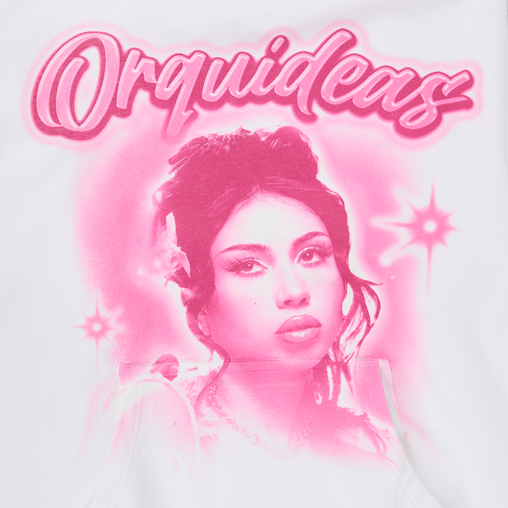 White Orquídeas Portrait Hoodie Detail