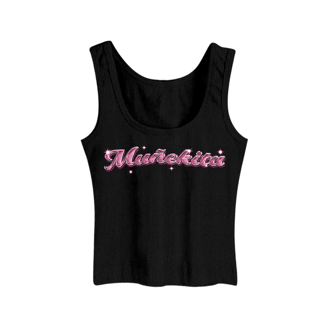 Muñekita Black Rhinestone Tank Top