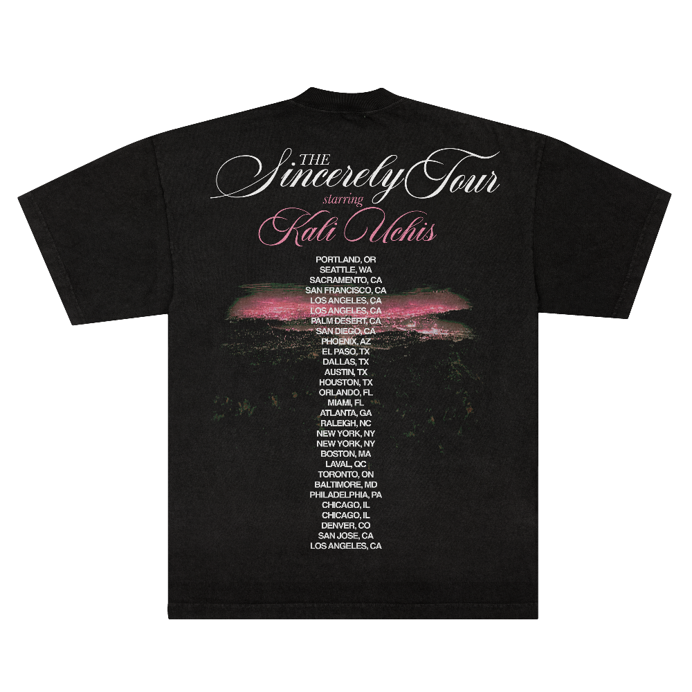 Sincerely, Tour Black Poster Tee Back 