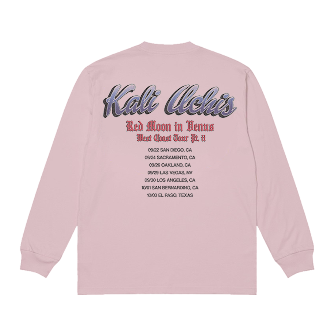 RMIV West Coast Tour Pink Long Sleeve Dateback T-Shirt Back