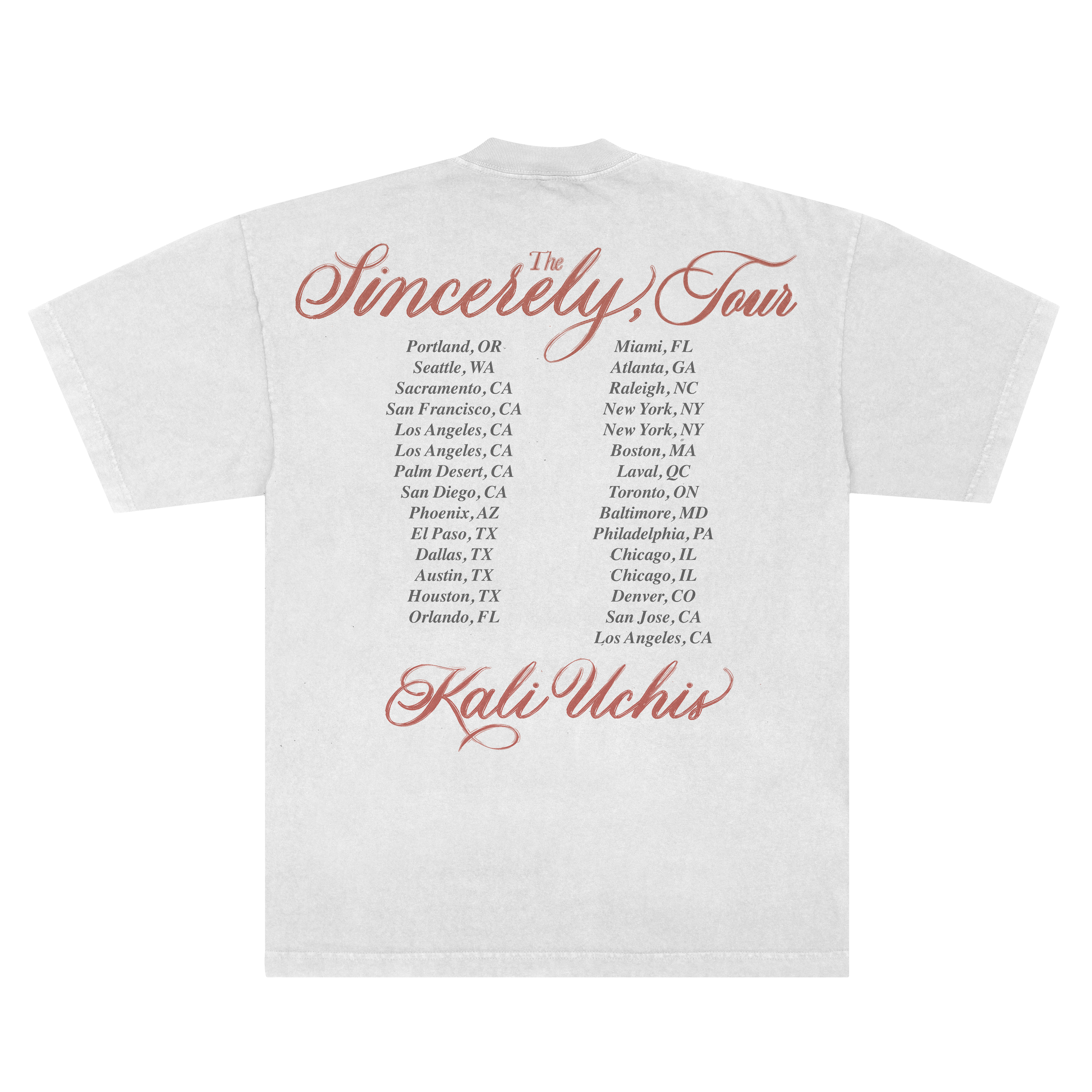 Sincerely, Tour Envelope Tee - White Back