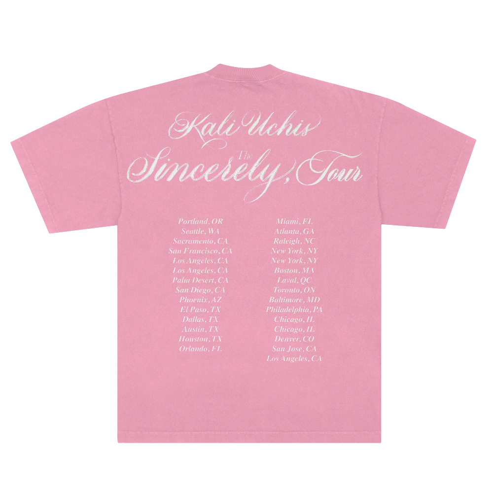 Sincerely, Tour Pink DB Tee Back